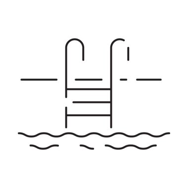 Yaz ve plajın çizgi ikonu. Yaz tatilinin ana hatları..