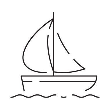 Yaz ve plajın çizgi ikonu. Yaz tatilinin ana hatları..