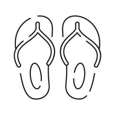 Yaz ve plajın çizgi ikonu. Yaz tatilinin ana hatları..