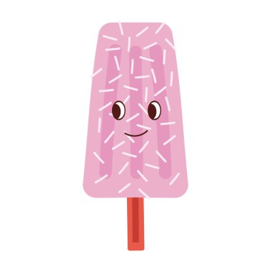Güzel dondurmaymış. Dondurma gülen surat. Yaz elementi ayak çerezi renkli düz tasarım.
