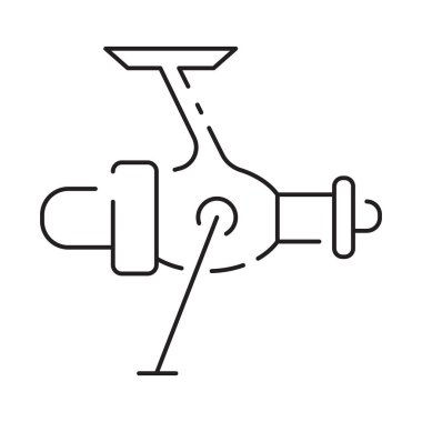 Açık hava eğlencesinin, misina, yem, göl, tekne, rıhtım, kanca, olta, makara, solucan, takım çantası ve yelek dahil olmak üzere minimum avlanma ikonu.