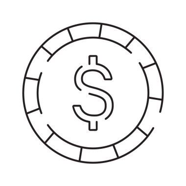 Kumarhane hattı ikonu. Poker kartları, zarlar ve çipler, kumar makinesi sembolleri ve para.