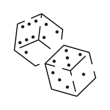 Kumarhane hattı ikonu. Poker kartları, zar ve fiş, kumar makinesi. Kumarhane oyunu elemanları ve imza.