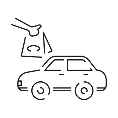 Doğrusal simgeye doğru sür. Banka hizmetleri, ATM, nakliye şeridi terminale. Contour sembolü. Düzenlenebilir vuruş.