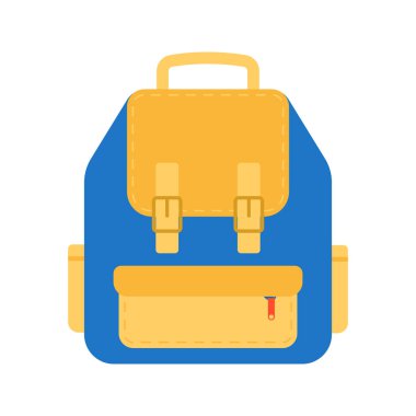 Okula dönelim. Okul sırt çantası ikonu. Düz tasarım çizimi.