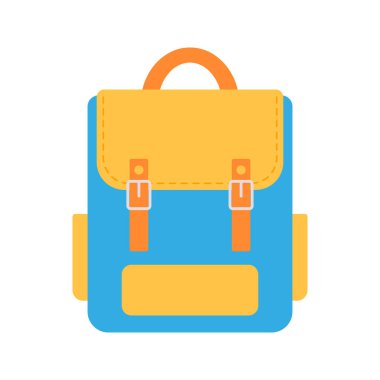 Okula dönelim. Okul sırt çantası ikonu. Düz tasarım çizimi.