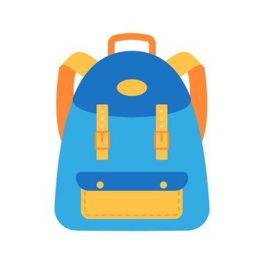 Okula dönelim. Okul sırt çantası ikonu. Düz tasarım çizimi.