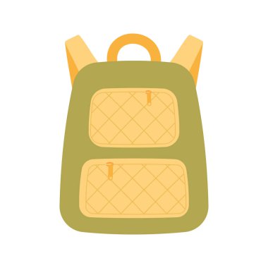 Okula dönelim. Okul sırt çantası ikonu. Düz tasarım çizimi.