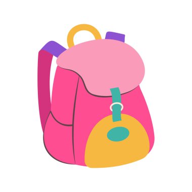 Okula dönelim. Okul çantası simgesi taşıyıcı düz dizayn şablonu.