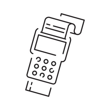 Bankacılık, Ödeme Yöntemleri ve Maliye Pos Terminali, ATM Makinesi, Kredi Kartı, Fatura ile İlgili çizgi simgesi.