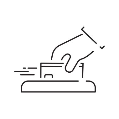 Pos Terminal Ödeme Hattı simgesi ve Kredi Kartı ve Hesap. Taslak işareti.