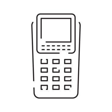 Pos Terminal Ödeme Hattı simgesi ve Kredi Kartı ve Hesap. Taslak işareti.