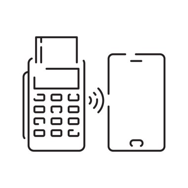 Pos Terminal Ödeme Hattı simgesi ve Kredi Kartı ve Hesap. Taslak işareti.