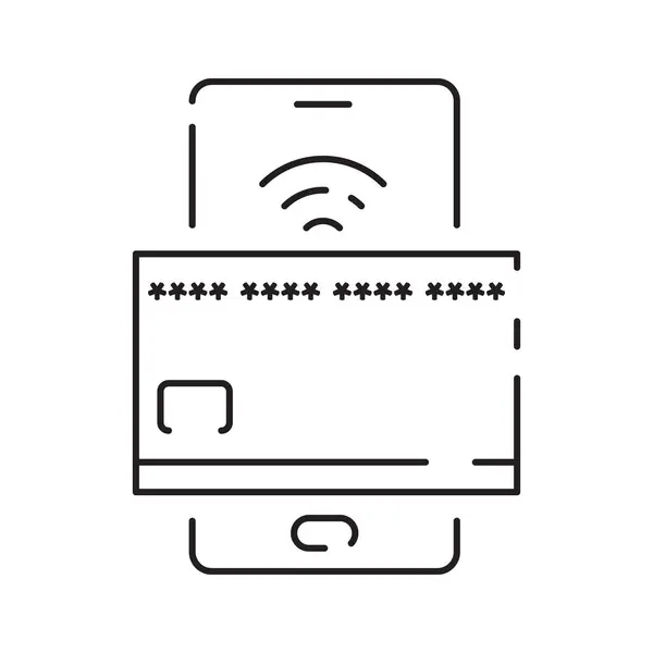 stock vector Pos Terminal Payment line icon with Credit Card and Check. Outline sign.