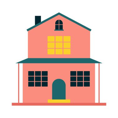 Küçük ve büyük çizgi film evleri. İzole ve sevimli parlak çocuk çizimi.