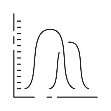 Analiz çizgisi simgelerinden oluşan düzenlenebilir vektör paketi. İş ve veriler veya finans şeması raporu. İnce çizgi simgesini işaretle.