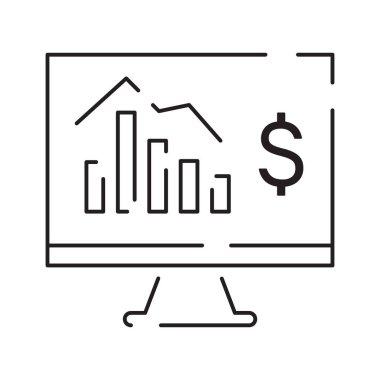 Veri analiz çizgisi simgeleri. İş ve veriler veya finans şeması raporu. İnce çizgi simgesini işaretle.