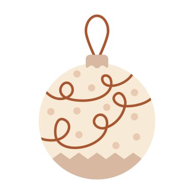 Noel ağacı süslemeleri, çizgi film Noel oyuncakları. Kış tatili şirin ağaç unsurları, toplar ve oyuncaklar. Yeni yıl dekorasyonları.