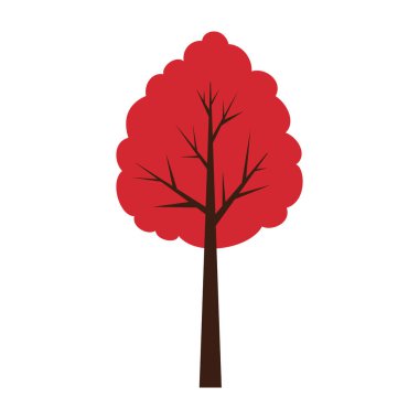 Düz bir sonbahar ağacı simgesi. Sonbahar ağaçlarının koleksiyonu vektör gösterimi.