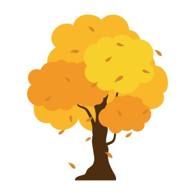 Düz bir sonbahar ağacı simgesi. Sonbahar ağaçlarının koleksiyonu vektör gösterimi.