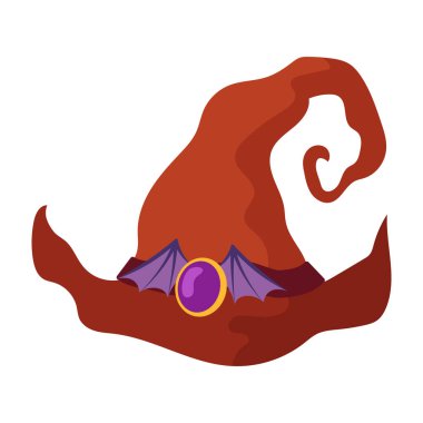 Cadılar Bayramı için klasik illüstrasyon. Bir cadı şapkasının el çizimi. Cadılar Bayramı düz öğesi.