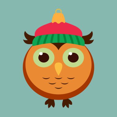 Kış Giysileri ve Şenlik Aksesuarlarıyla Şirin Noel Hayvanları Karakterleri. Düz Çizim.