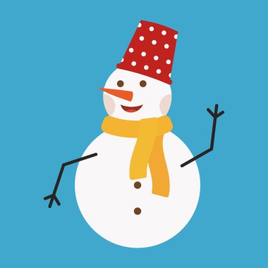 Neşeli Kış Kıyafetleri 'nde neşeli Kardan Adamlar. Noel ve Mutlu Yıllar Dekorasyonu.