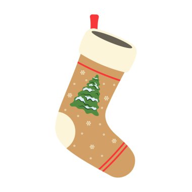 Noel Baba Noel Baba 'nın Noel tabelası çorap asma süslemesi. Noel çorapları.