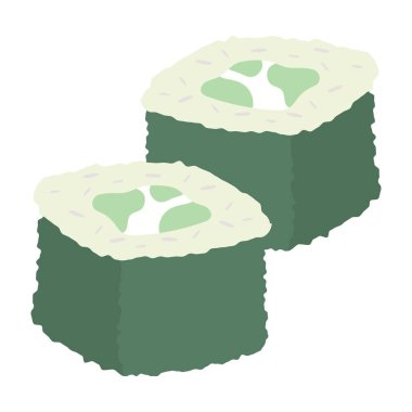 Suşi ve rulo şablon. Suşi kusursuz bir arka plan. Tobiko maki, Philadelphia Roll, onigiri, karides nigiri, futomaki, sake temaki, soya kasesi wasabi.