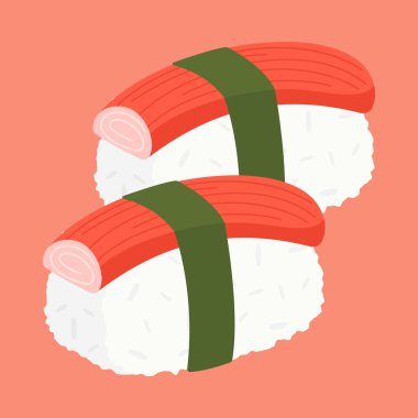 Asian cuisine including sushi, dumplings, and seafood dishes. Flat vector Illustration. clipart