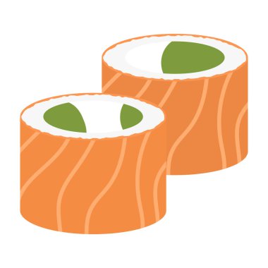 Delicate Japanese cuisine with sushi rolls, sashimi, and traditional garnishes. Vector flat Illustration. clipart