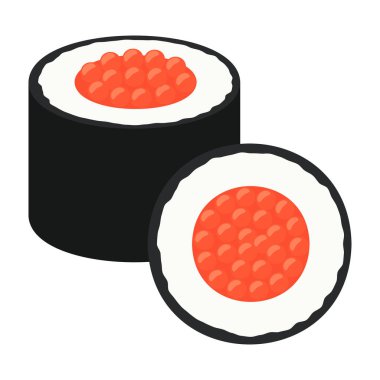 Flavorful sushi combinations with traditional Japanese accompaniments. Vector flat Illustration. clipart