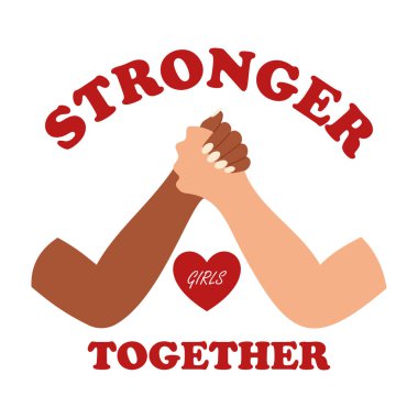 Uluslararası Kadınlar Günü için Güçlendirme ve Dayanışma. Düz Çizim.