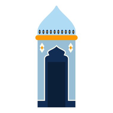 Ramazan ve İslam geleneklerinin sembolleri. Düz Çizim.