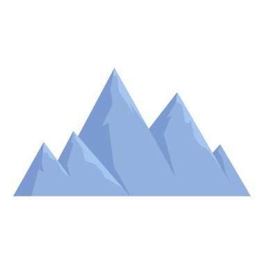 Vector karlı dağlar, dağ zirvesi, tepe, buzdağı, doğa manzarası. Kamp alanı ve yürüyüş illüstrasyonları. Açık hava gezisi, macera, turizm tırmanışı.