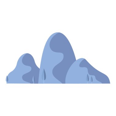 Dağ ve kayalar, yeşil tepeler. Doğa manzarası için farklı dağlar. Kanyonlar ve kaya tepeleri, çeşitli soyut ve düzgün vektör elementleri..