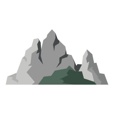 Dağ manzarası çizimi, düz tasarım tarzında dağ koleksiyonu.