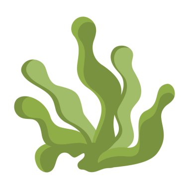 Sualtı Bitkileri ve Deniz Kabukları Vektör İllüstrasyonu.