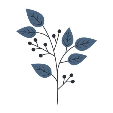 Asgari düz yaprak çizimleri ve beyaz arkaplanda basit çiçekler.