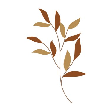 Yapraklar ve küçük çiçeklerin yer aldığı düz botanik çizimler koleksiyonu.