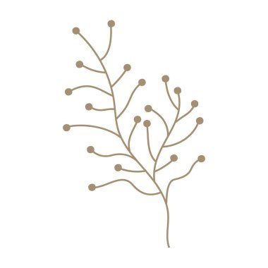 Yapraklar ve küçük çiçeklerin yer aldığı düz botanik çizimler koleksiyonu.