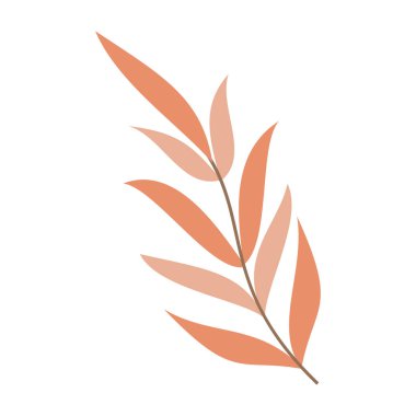 Yapraklar ve küçük çiçeklerin yer aldığı düz botanik çizimler koleksiyonu.