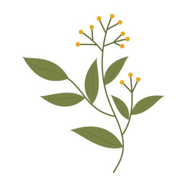 Yumuşak renkleri ve basit şekilleri olan düz çiçek ve yaprak vektörü.