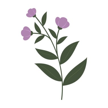 Yumuşak renkleri ve basit şekilleri olan düz çiçek ve yaprak vektörü.