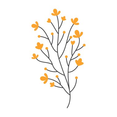 Renkli çiçekli, dutlu ve yapraklı düz botanik elementler..