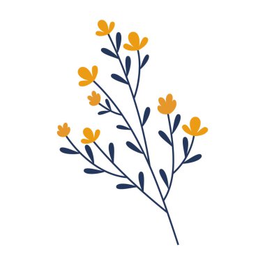 Renkli çiçekli, dutlu ve yapraklı düz botanik elementler..