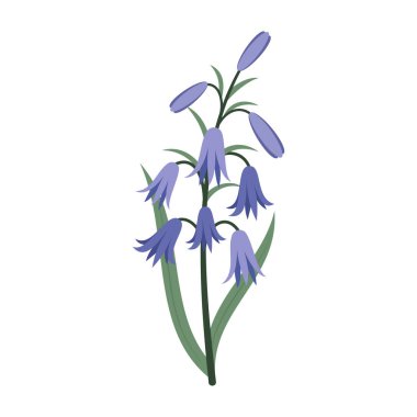 Beyaz arka planda basit renkli çiçekler ve yapraklar. Bahar ve Yaz Sezonu.