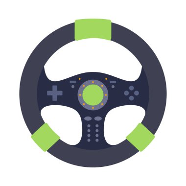 Oyun denetleyicileri, direksiyon simidi, joystickler ve el bilgisayarı simgesi.