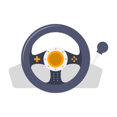 Oyun denetleyicileri, direksiyon simidi, joystickler ve el bilgisayarı simgesi.