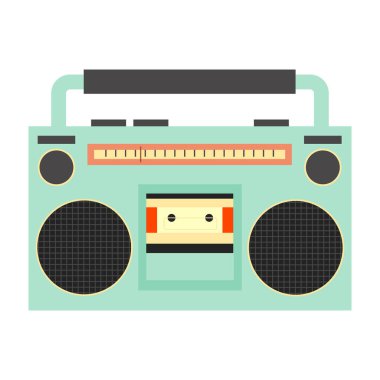 Radyolar, kasetler ve bilgisayarlar dahil olmak üzere geçmişe dönük teknoloji ve ortam simgeleri.